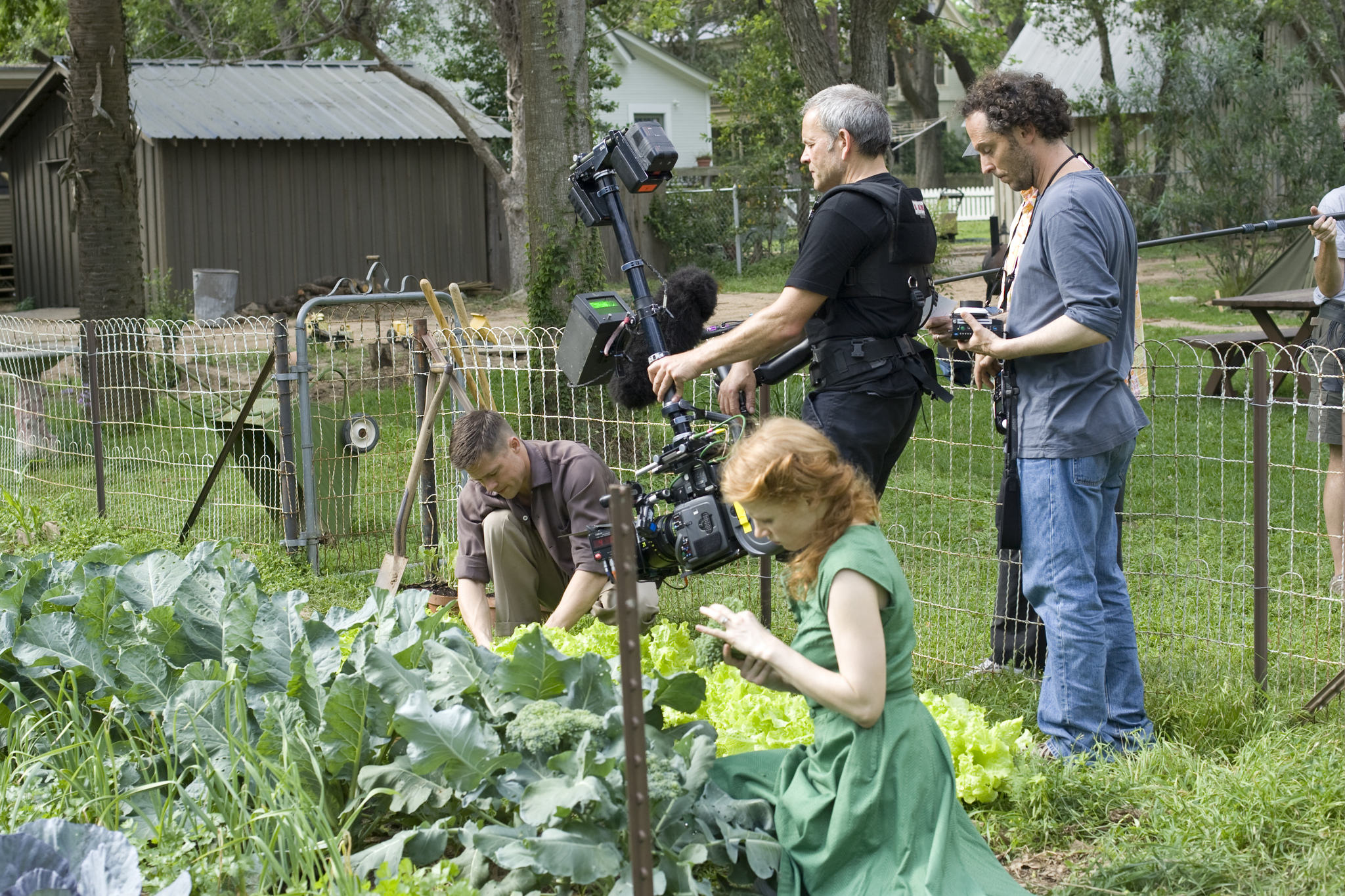 Brad Pitt, Jörg Widmer, Emmanuel Lubezki, and Jessica Chastain in The Tree of Life (2011)