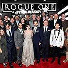 Simon Emanuel, Kathleen Kennedy, Michael Giacchino, John Gilroy, Alan F. Horn, Felicity Jones, John Knoll, Diego Luna, Ben Mendelsohn, Mads Mikkelsen, Alan Tudyk, Chris Weitz, Donnie Yen, Kiri Hart, Allison Shearmur, Riz Ahmed, Robert A. Iger, and Gareth Edwards at an event for Rogue One: A Star Wars Story (2016)