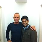 Vandit Bhatt on set with Sting on The Michael J Fox Show