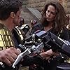 Diane Lane and Sylvester Stallone in Judge Dredd (1995)