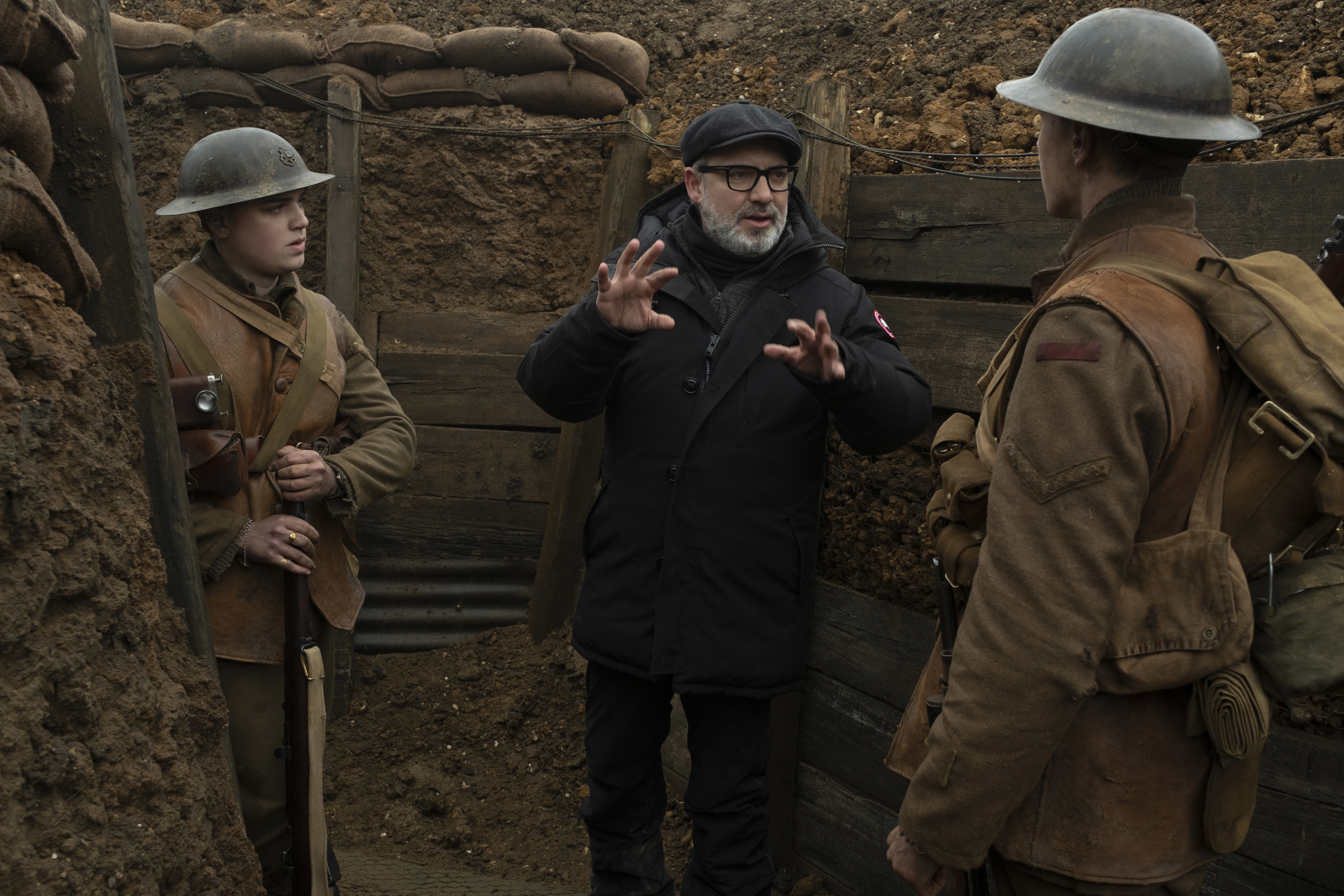 Sam Mendes, George MacKay, and Dean-Charles Chapman in 1917 (2019)