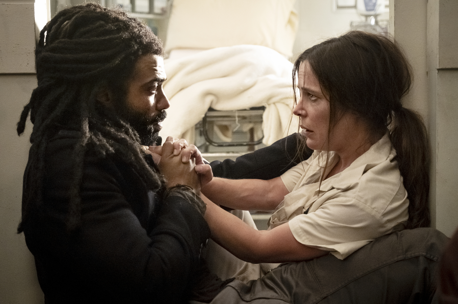 Katie McGuinness and Daveed Diggs in Snowpiercer (2017)