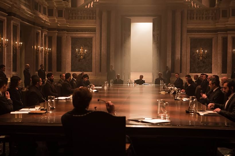 Benito Sagredo, Christoph Waltz, Gediminas Adomaitis, Derek Horsham, Nari Blair-Mangat, Erick Hayden, and Haaris Mirza in Spectre (2015)