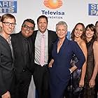 Jamie Lee Curtis, Joshua Davis, Rick Jacobs, George Lopez, David Alpert, Paul Presburger, and Elissa Matsueda at an event for Spare Parts (2015)