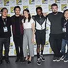 Roy Lee, Masi Oka, Adam Wingard, Nat Wolff, LaKeith Stanfield, and Margaret Qualley at an event for Death Note (2017)