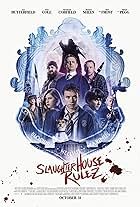 Nick Frost, Simon Pegg, Michael Sheen, Asa Butterfield, Isabella Laughland, Tom Rhys Harries, Hermione Corfield, and Finn Cole in Slaughterhouse Rulez (2018)