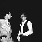 James Dean wiht composer Leonard Rosenman between scenes for "Rebel Without A Cause." 1955 Warner / MPTV