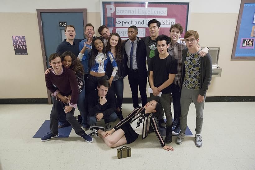 Miles Heizer, Dylan Minnette, Bryce Cass, Alisha Boe, Brandon Butler, Justin Prentice, Timothy Granaderos, Ajiona Alexus, Devin Druid, Ross Butler, Steven Silver, Katherine Langford, Brandon Flynn, and Michele Selene Ang in 13 Reasons Why (2017)