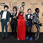 Caleb McLaughlin, Millie Bobby Brown, Finn Wolfhard, Noah Schnapp, and Gaten Matarazzo at an event for Stranger Things (2016)