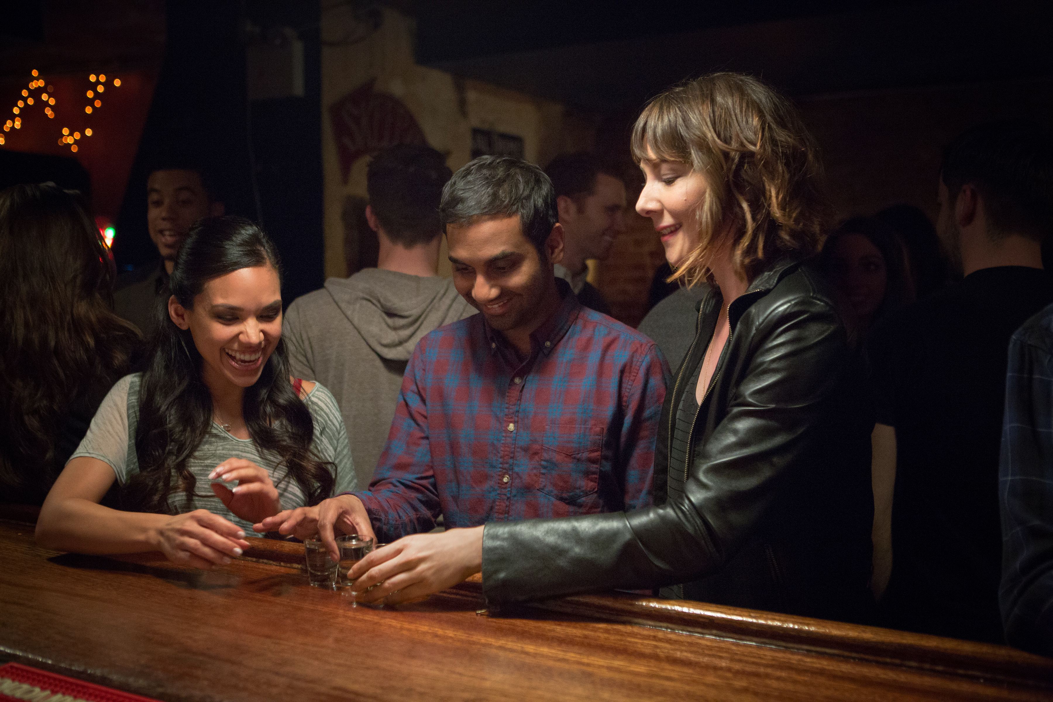 Aziz Ansari, Ester Tania, and Honora Talbott in Master of None (2015)