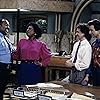 Bronson Pinchot, Reginald VelJohnson, Mark Linn-Baker, and Jo Marie Payton in Perfect Strangers (1986)