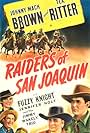 Johnny Mack Brown, Jennifer Holt, Fuzzy Knight, and Tex Ritter in Raiders of San Joaquin (1943)