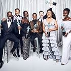 Angela Bassett, Michael B. Jordan, Andy Serkis, Sterling K. Brown, Chadwick Boseman, Danai Gurira, and Lupita Nyong'o at an event for Black Panther (2018)