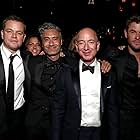 Matt Damon, Taika Waititi, Chris Hemsworth, Jeff Bezos, and Luciana Barroso at an event for 75th Golden Globe Awards (2018)