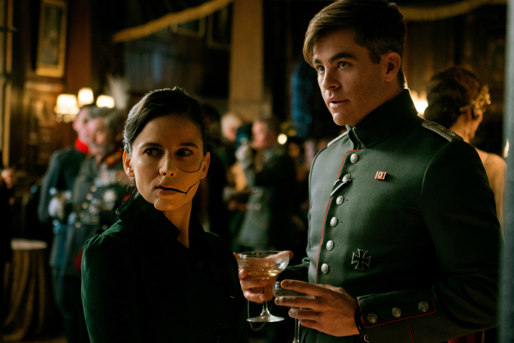 Elena Anaya and Chris Pine in Wonder Woman (2017)