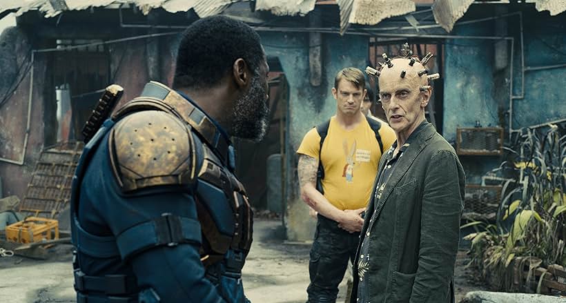 Peter Capaldi, Idris Elba, Joel Kinnaman, and David Dastmalchian in The Suicide Squad (2021)