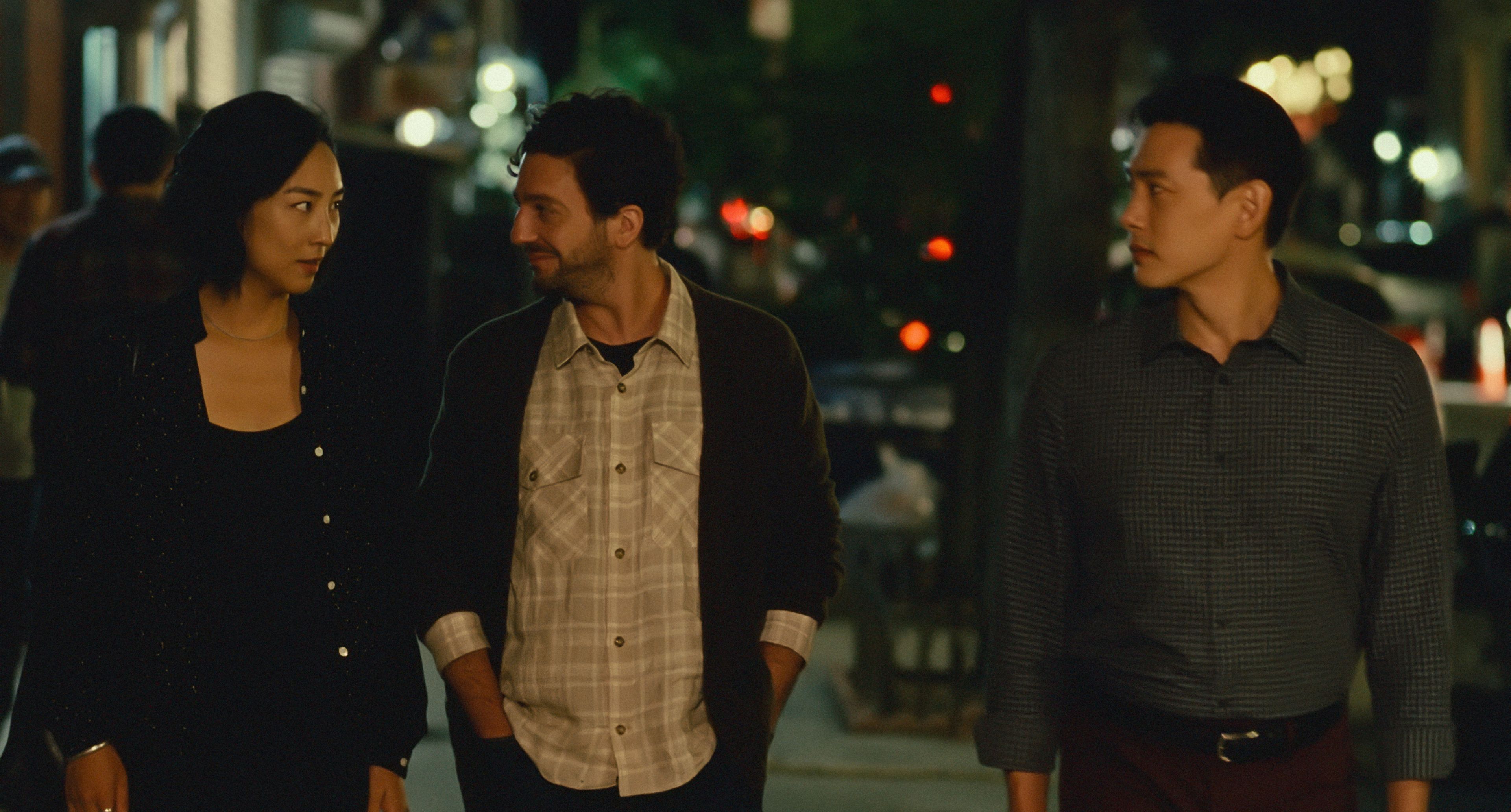 Teo Yoo, John Magaro, and Greta Lee in Past Lives (2023)