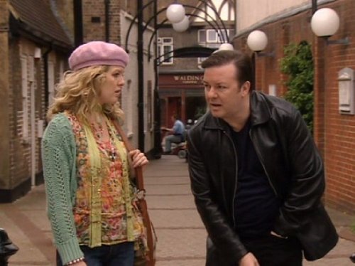 Ricky Gervais and Ashley Jensen in Extras (2005)