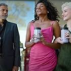 George Clooney, Julia Garner, and Simone Ashley in Nespresso: The Bet (2023)