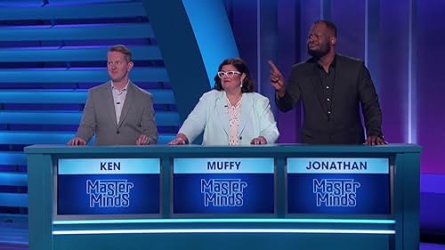 Three celebrity contestants, Ken Jennings, Muffy Marracco, and Johnathan Corbblah face off against mere mortals in "Masterminds," hosted by Brooke Burns.