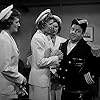 Laverne Andrews, Maxene Andrews, Patty Andrews, Lou Costello, and The Andrews Sisters in In the Navy (1941)