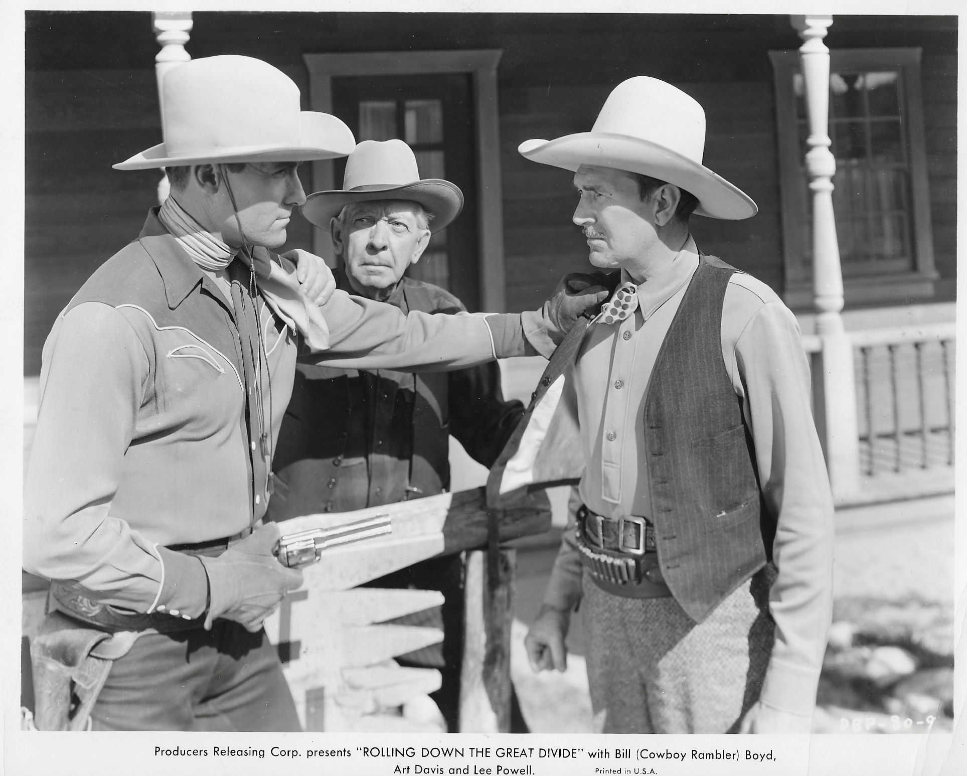 John Elliott, Karl Hackett, and Lee Powell in Rolling Down the Great Divide (1942)