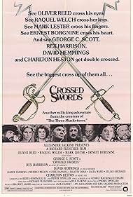 Charlton Heston, Raquel Welch, Ernest Borgnine, Rex Harrison, Oliver Reed, George C. Scott, David Hemmings, and Mark Lester in Crossed Swords (1977)