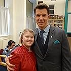 Jessica Kishner Morgan and Eric Mabius on the set of Signed, Sealed, Delivered.