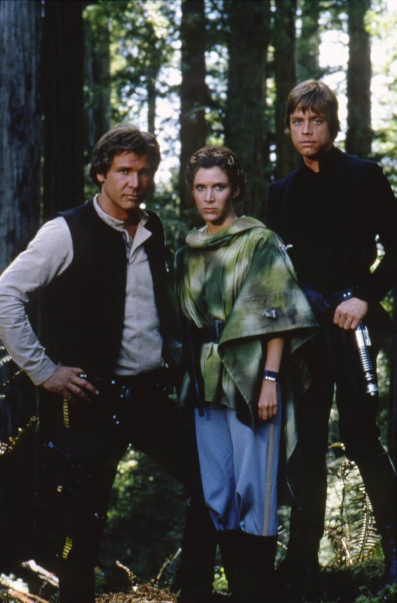 Harrison Ford, Carrie Fisher, and Mark Hamill in Star Wars: Episode VI - Return of the Jedi (1983)