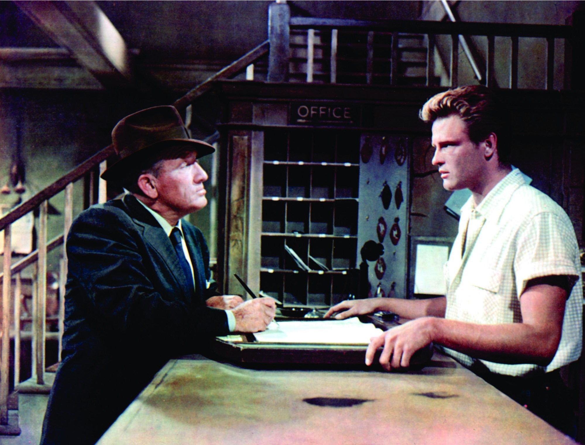 Spencer Tracy and John Ericson in Bad Day at Black Rock (1955)