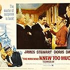 Doris Day, Alfred Hitchcock, James Stewart, Daniel Gélin, Alexis Bobrinskoy, and Mogens Wieth in The Man Who Knew Too Much (1956)