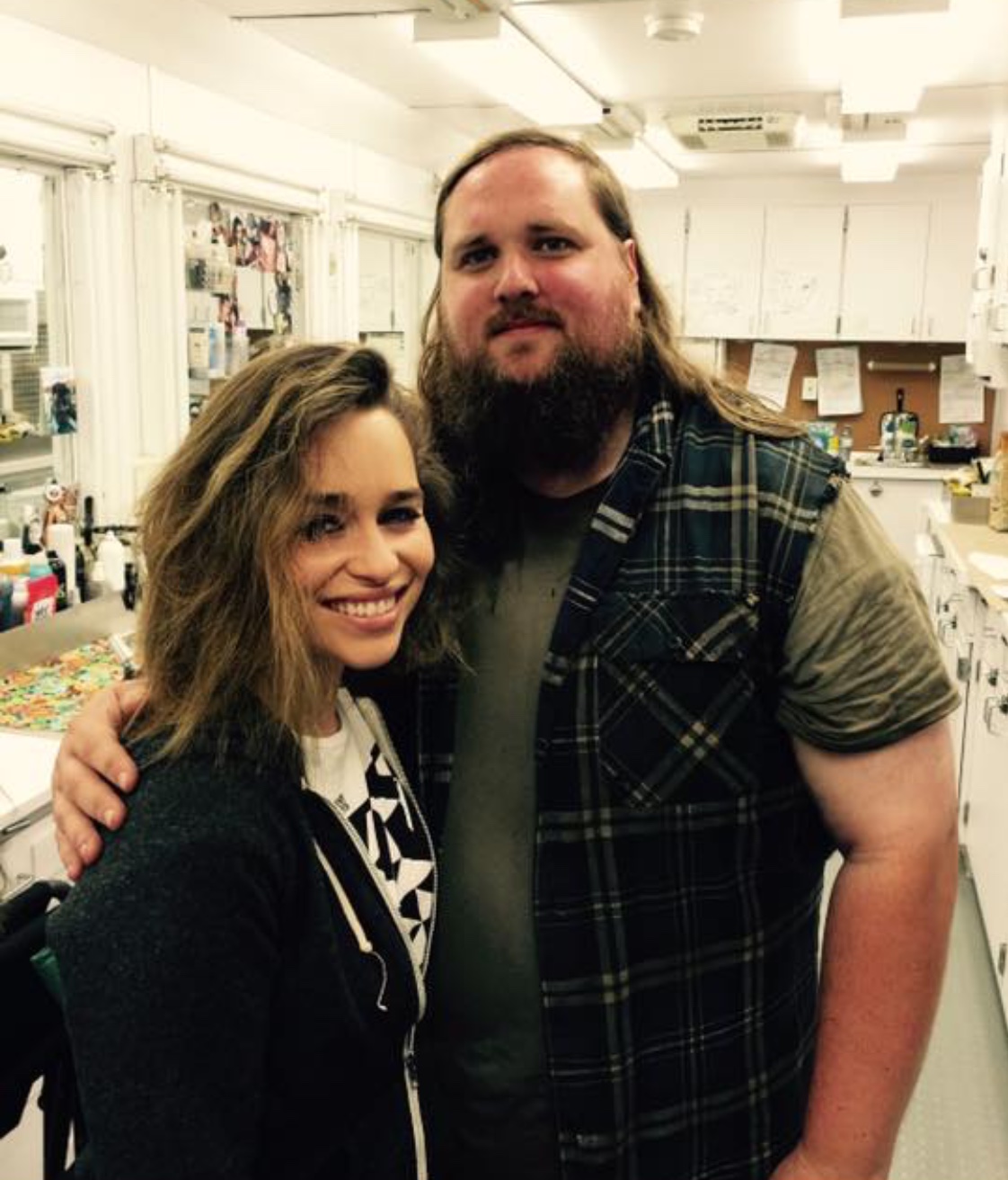 Emilia Clarke and Daniel R. Hill on set of Above Suspicion.