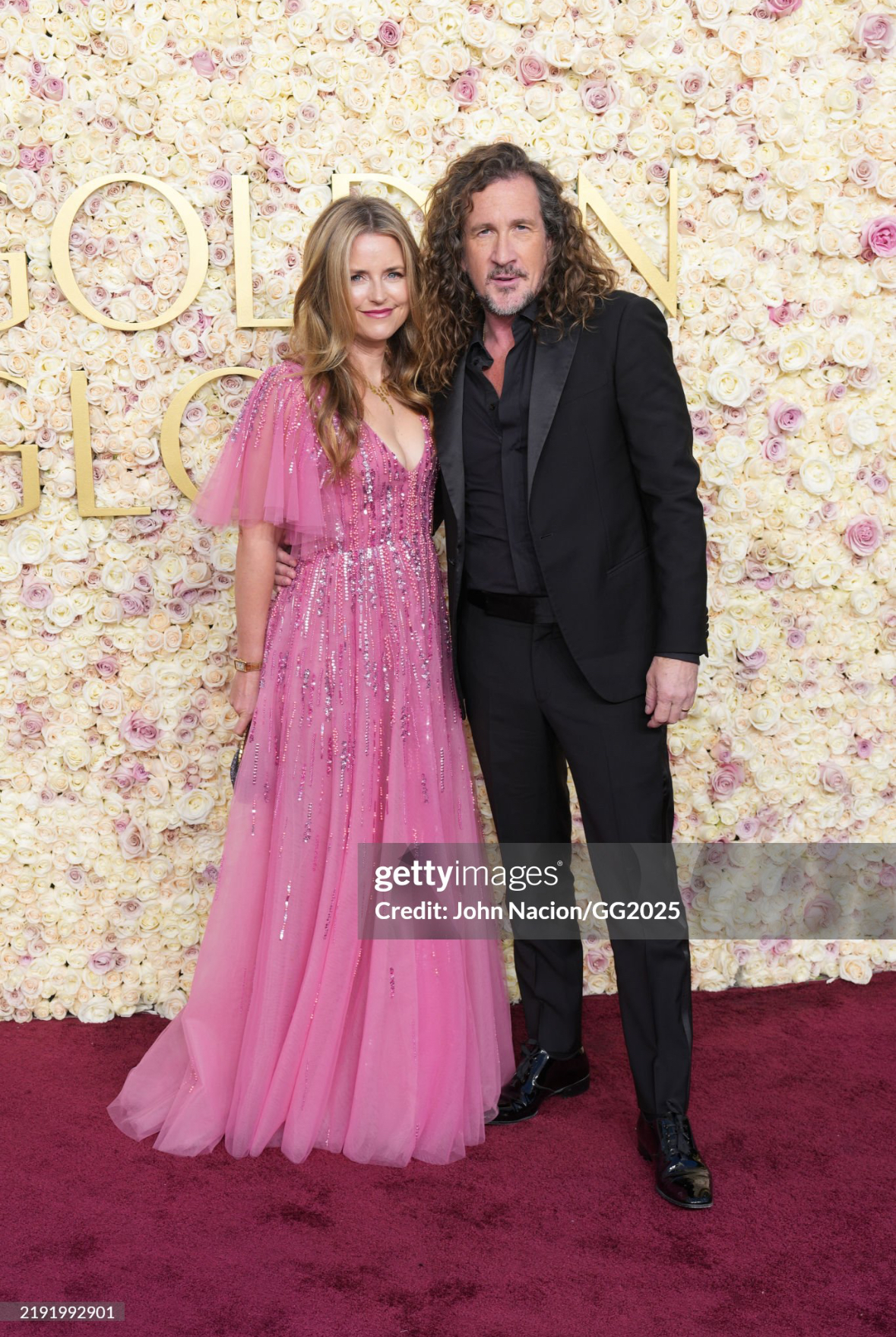 Trilby Glover and Ian Brennan during the 82nd Annual Golden Globes held at the Beverly Hilton on January 05, 2025 in Beverly Hills, California.