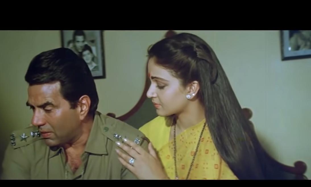 Dharmendra and Rati Agnihotri in Hukumat (1987)