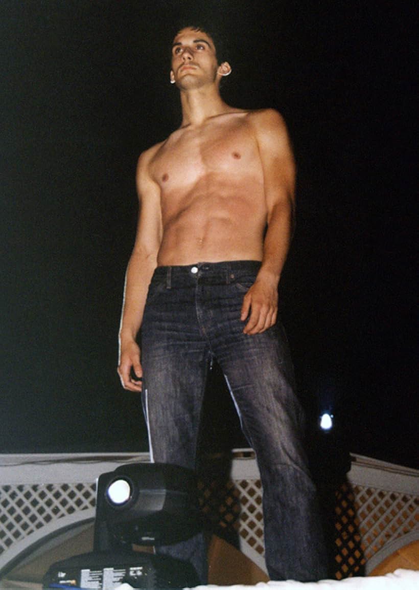 George Tounas as runway model at a fashion show of Greek designer Nikos Takis on Mykonos, Greece (2001)