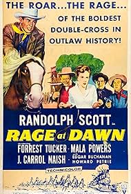 Randolph Scott, Edgar Buchanan, J. Carrol Naish, Mala Powers, and Forrest Tucker in Rage at Dawn (1955)