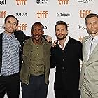 Anthony Mackie, Aaron Moorhead, Justin Benson, and Jamie Dornan at an event for Synchronic (2019)