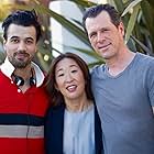 Phillip Rhys, Sandra Oh and Darren Pettie on set The Scarecrow.