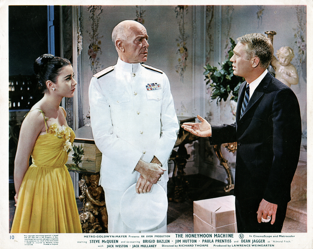 Steve McQueen, Brigid Bazlen, and Dean Jagger in The Honeymoon Machine (1961)