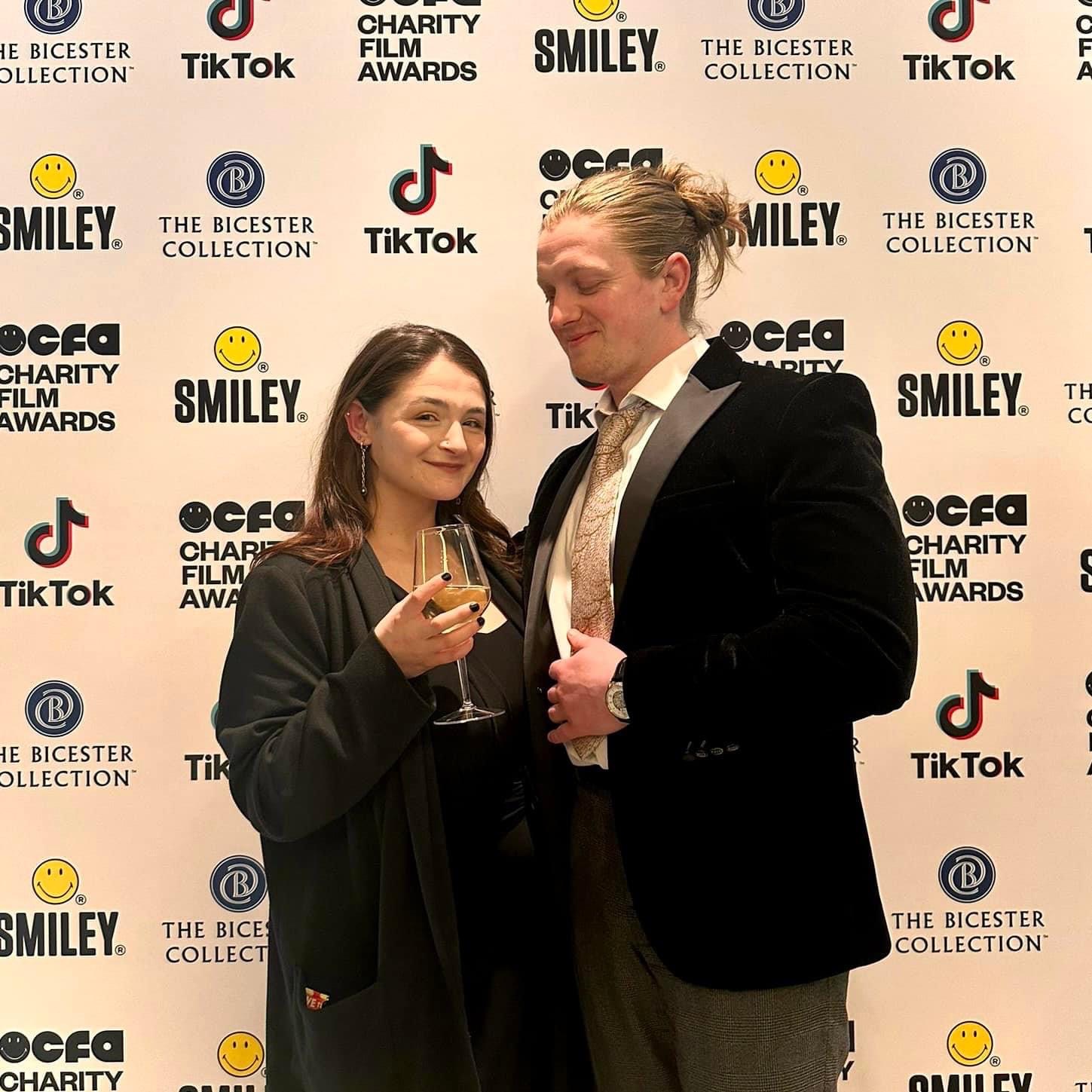 Celebrating winning a Silver at the Smiley Charity Film Awards 2023