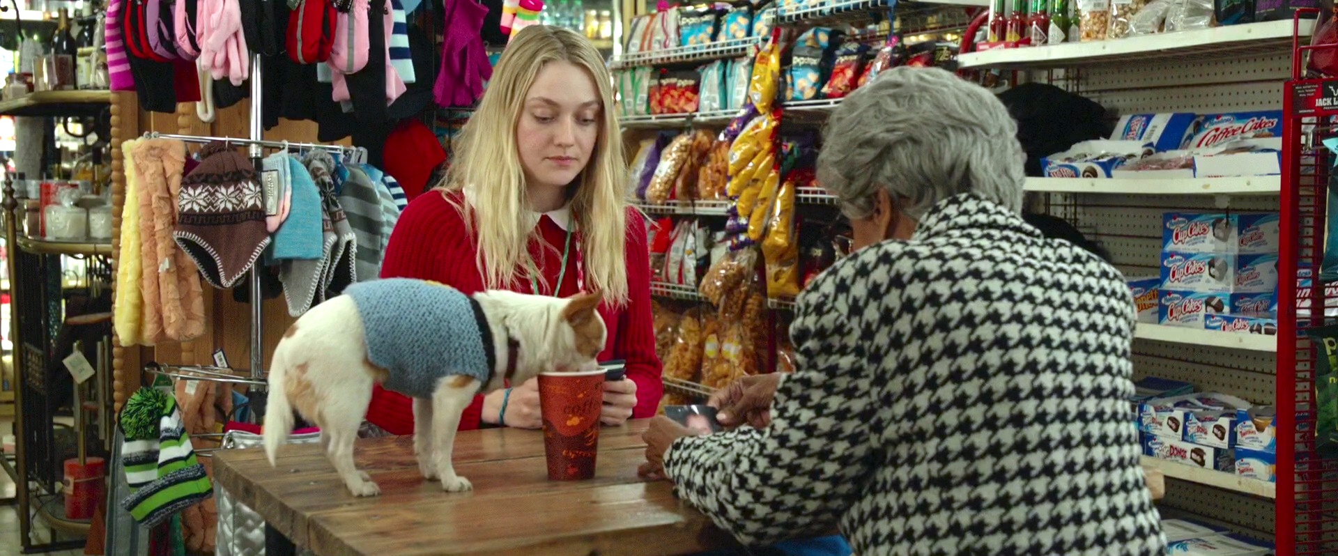 Marla Gibbs, Dakota Fanning, and Blaster in Please Stand By (2017)