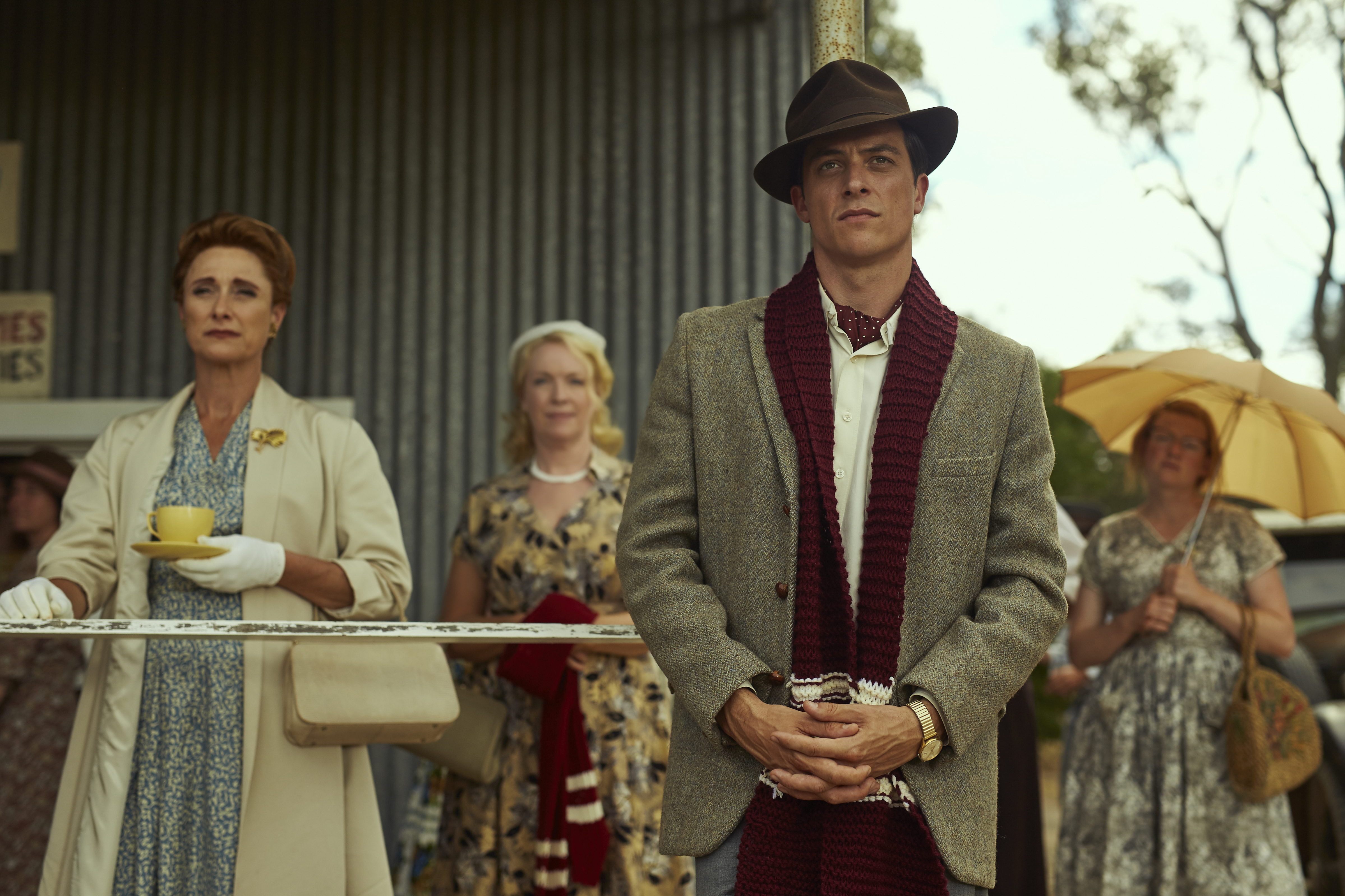 Rebecca Gibney, Caroline Goodall, Sarah Snook, and James Mackay in The Dressmaker (2015)