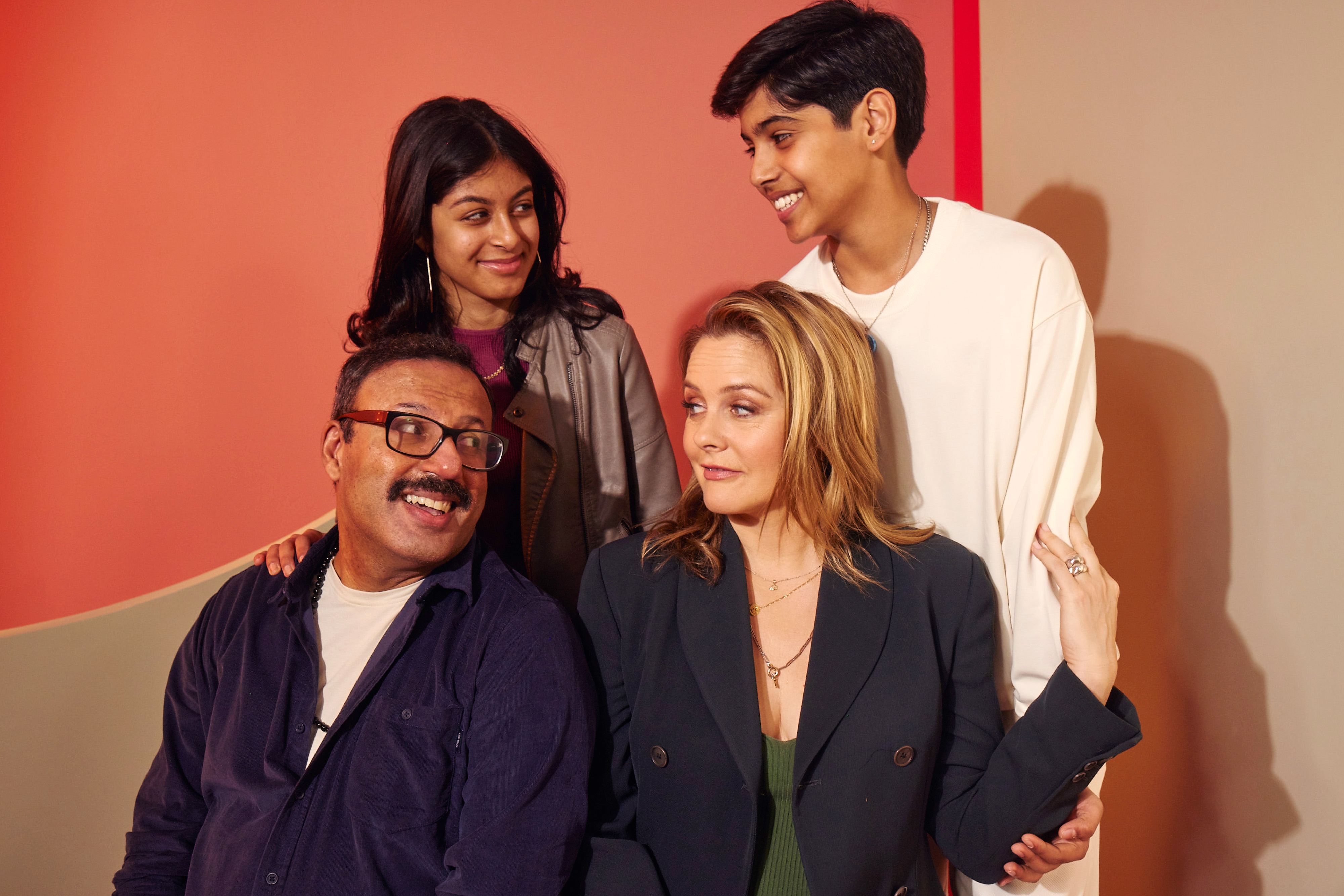 Alicia Silverstone, Rizwan Manji, Ayana Manji, and Atharv Verma at an event for Mustache (2023)