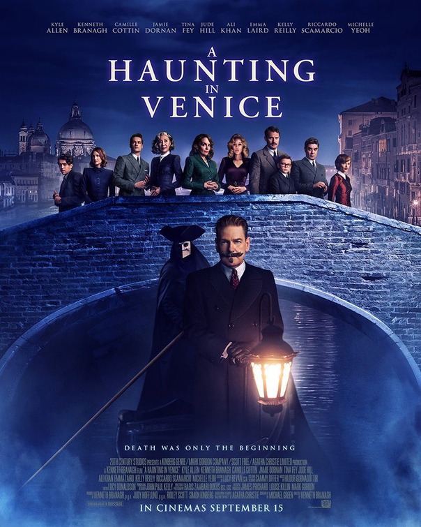 Kenneth Branagh, Michelle Yeoh, Tina Fey, Kelly Reilly, Emma Laird, Jude Hill, Riccardo Scamarcio, Camille Cottin, Jamie Dornan, Kyle Allen, and Ali Khan in A Haunting in Venice (2023)