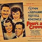 Olivia de Havilland, Errol Flynn, Patric Knowles, and Rosalind Russell in Four's a Crowd (1938)