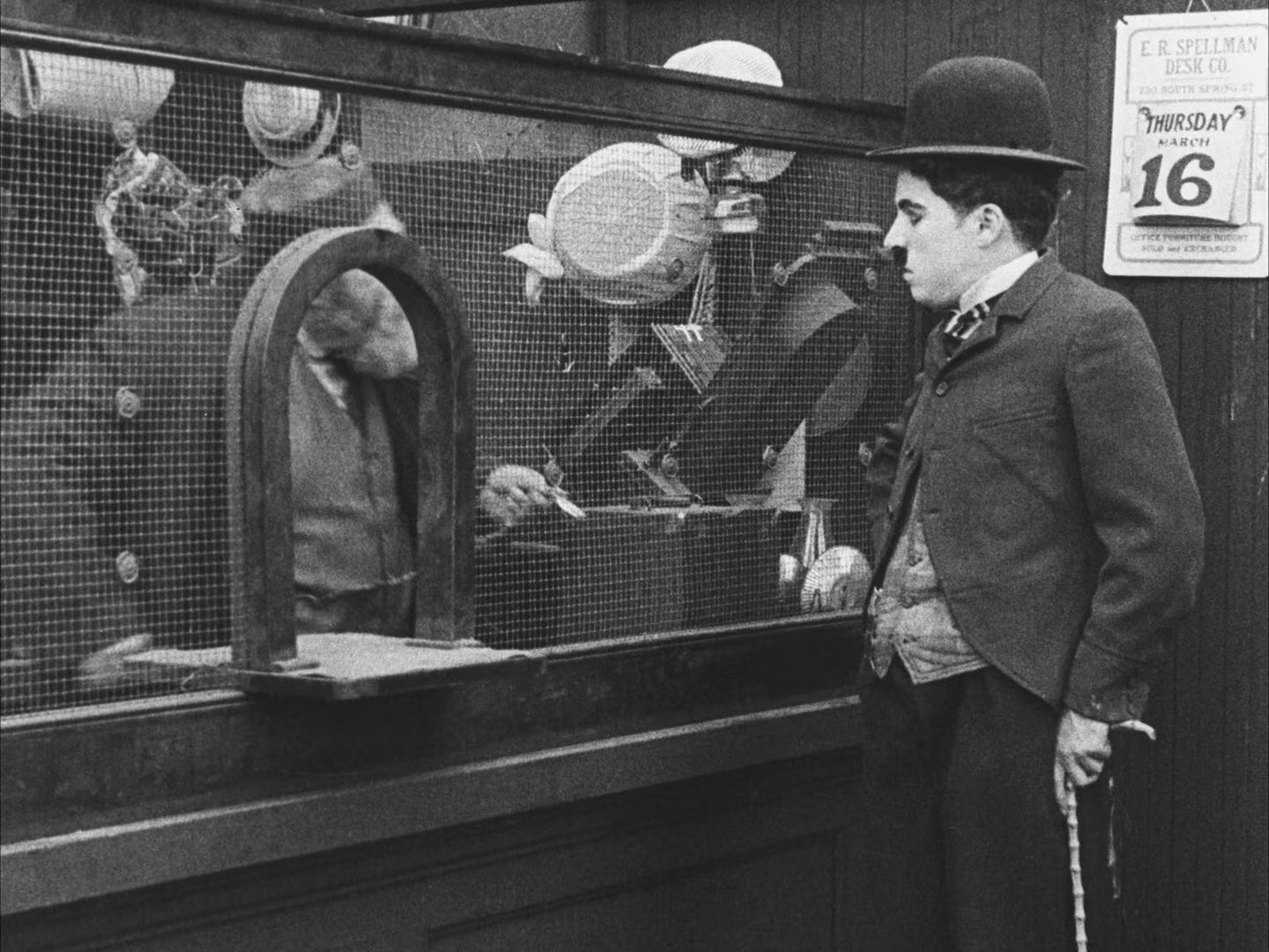 Charles Chaplin and Henry Bergman in The Pawnshop (1916)