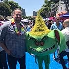 Aaron LaPlante at the Hotel Transylvania 3 premier with one of his characters.