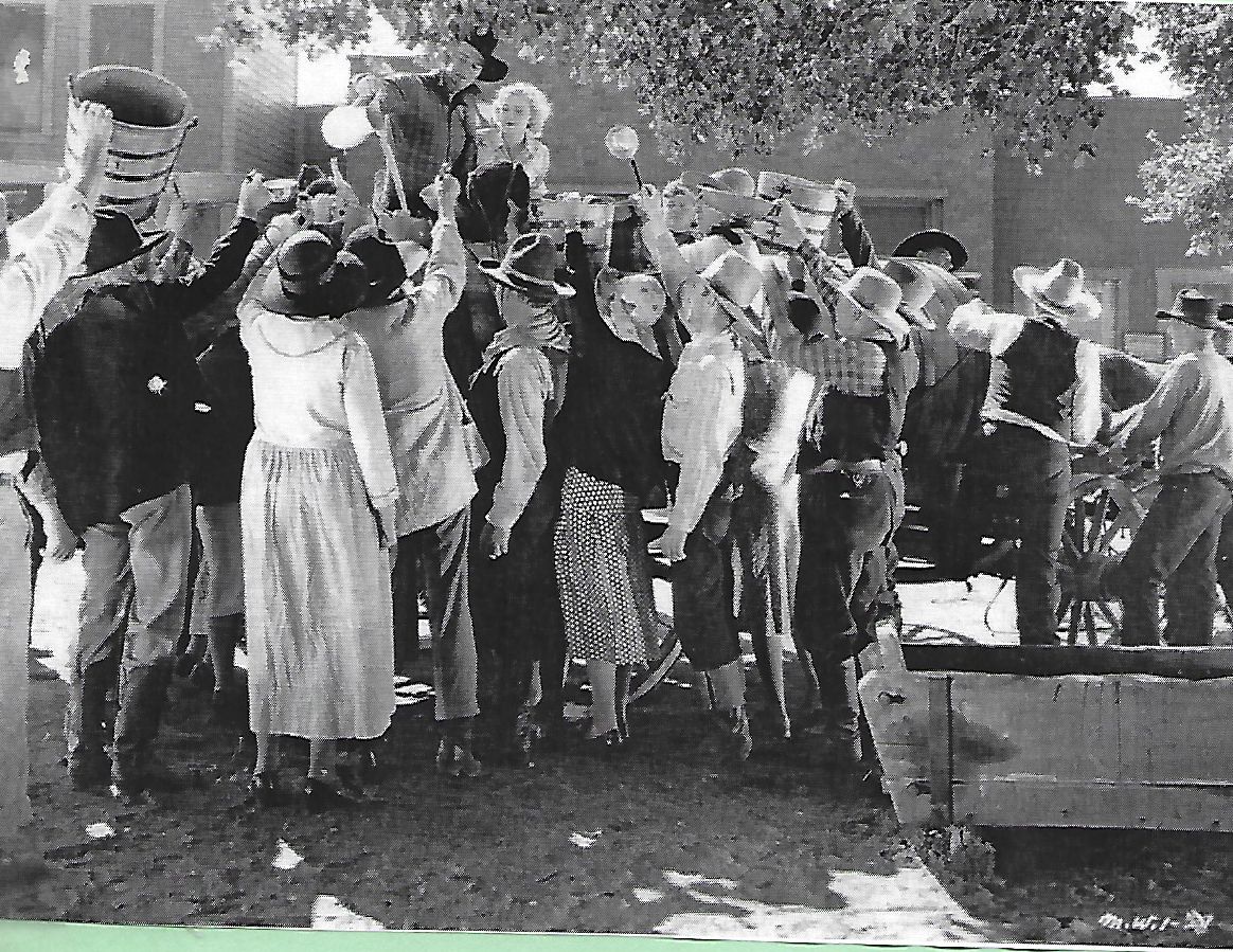 John Wayne, Horace B. Carpenter, William Dyer, Addie Foster, Wally Howe, Bert Lindley, Cecilia Parker, Hal Price, and Anne Howard in Riders of Destiny (1933)