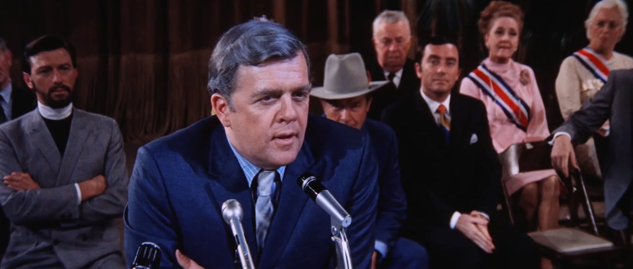 Laurence Harvey, Robert Quarry, Bruce Cabot, and Pat Hingle in WUSA (1970)