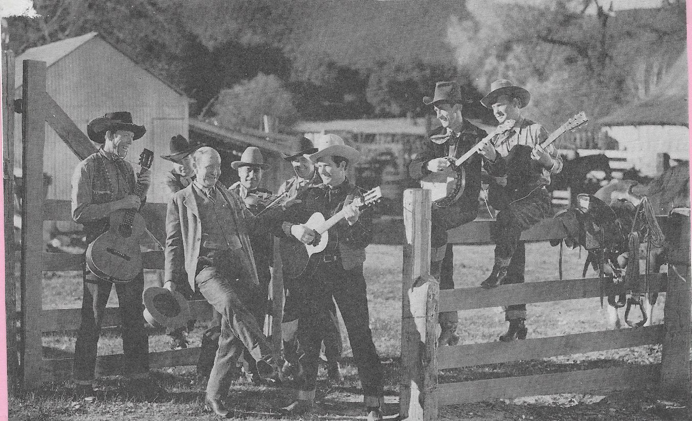 Ken Card, Robert Hoag, Cactus Mack, Frankie Marvin, Willie Phelps, Lee 'Lasses' White, and Ray Whitley in Corralling a Schoolmarm (1940)